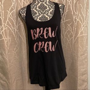 ⭐️3/$15⭐️ Custom Brew Crew Glitter Racerback Tank Top - Size XL